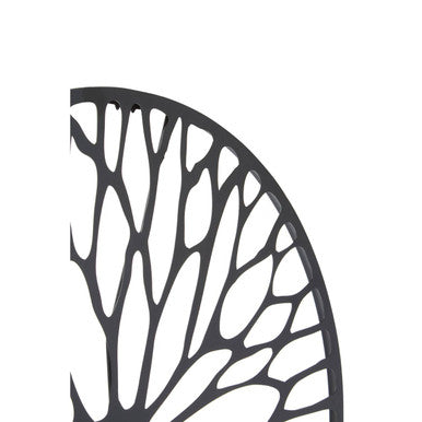 Orsina Trento Large Black Floral Wall Art – Round Metal Home Decor