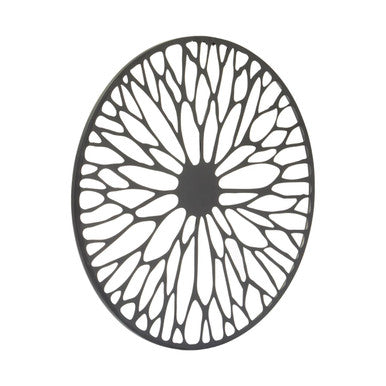 Orsina Trento Floral Metal Wall Art – Small Black Circular Frame