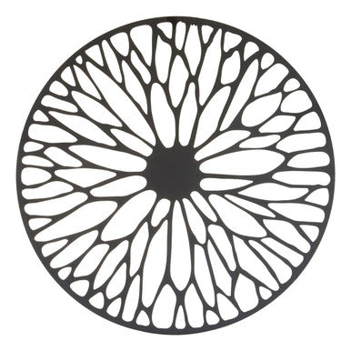 Orsina Trento Floral Metal Wall Art – Small Black Circular Frame
