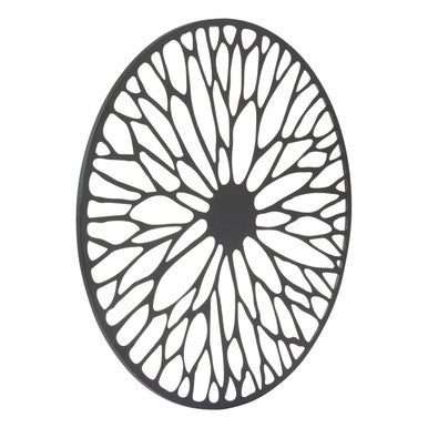 Orsina Trento Floral Wall Art – Modern Black Round Sculpted Decor