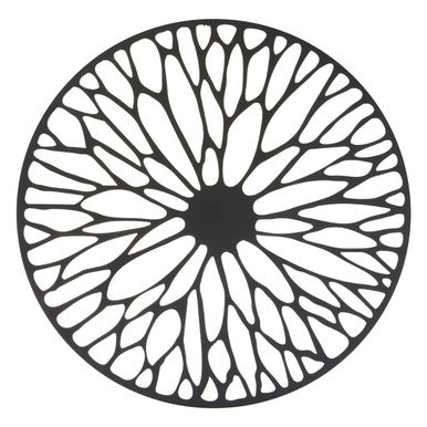 Orsina Trento Floral Wall Art – Modern Black Round Sculpted Decor
