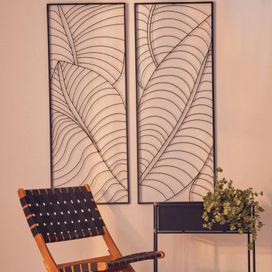 Orsina Trento Large Black Leaf Wall Art – Modern Botanical Decor