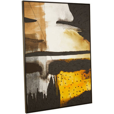 Orsina Astratto Abstract Wall Art – Textured Black and Ochre Canvas