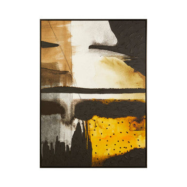 Orsina Astratto Abstract Wall Art – Textured Black and Ochre Canvas