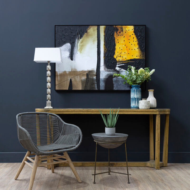 Orsina Astratto Abstract Wall Art – Textured Black and Ochre Canvas