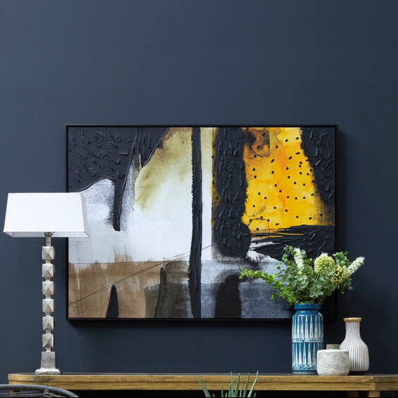 Orsina Astratto Abstract Wall Art – Textured Black and Ochre Canvas
