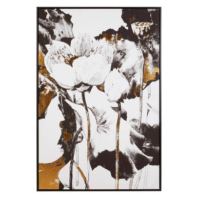 Orsina Astratto Floral Wall Art – Gold & Metallic Foil Canvas