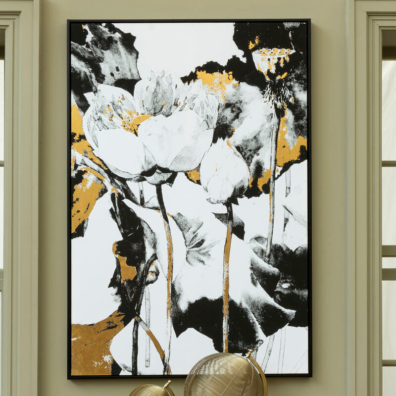 Orsina Astratto Floral Wall Art – Gold & Metallic Foil Canvas