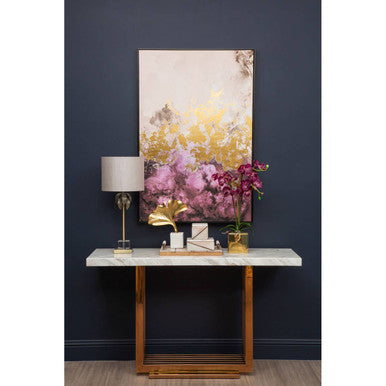 Orsina Astratto Large Abstract Wall Art – Framed Canvas in Cream & Mauve