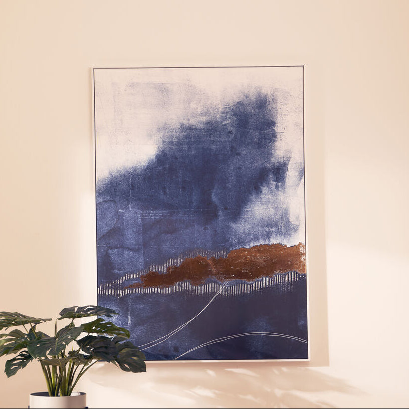 Orsina Astratto Blue and Gold Foil Abstract Canvas Wall Art