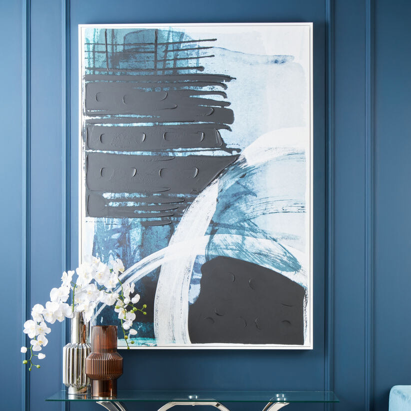 Orsina Astratto Blue and Black Abstract Wall Art | Framed Canvas