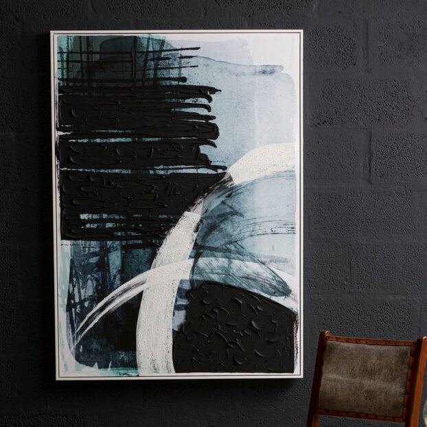 Orsina Astratto Blue and Black Abstract Wall Art | Framed Canvas