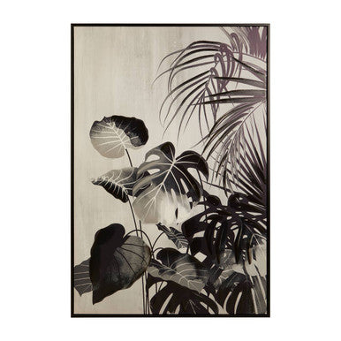 Black Wall Art – Orsina Astratto Framed Monochrome Botanical Canvas