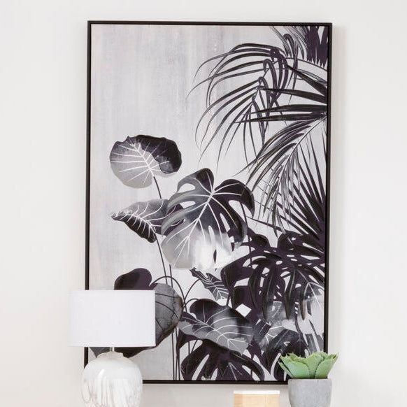 Black Wall Art – Orsina Astratto Framed Monochrome Botanical Canvas