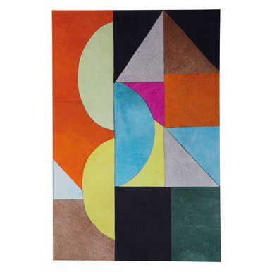Orsina Safira Abstract Wall Art – Genuine Cowhide Leather Patchwork