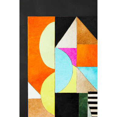 Orsina Safira Abstract Wall Art – Genuine Cowhide Leather Patchwork