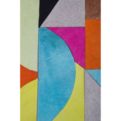 Orsina Safira Abstract Wall Art – Genuine Cowhide Leather Patchwork
