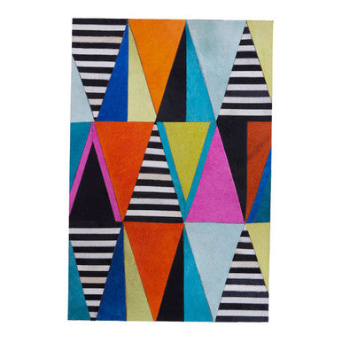 Orsina Safira Multicolour Geometric Cowhide Leather Wall Art Decor