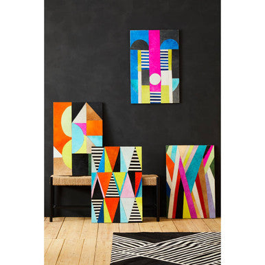 Orsina Safira Multicolour Geometric Cowhide Leather Wall Art Decor