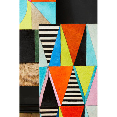 Orsina Safira Multicolour Geometric Cowhide Leather Wall Art Decor