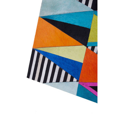 Orsina Safira Multicolour Geometric Cowhide Leather Wall Art Decor