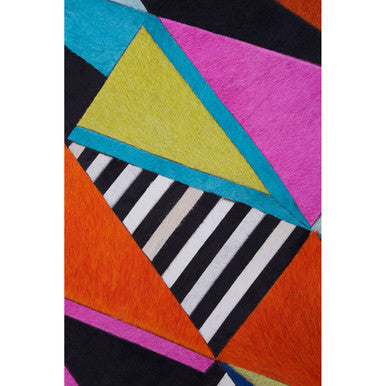 Orsina Safira Multicolour Geometric Cowhide Leather Wall Art Decor