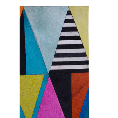 Orsina Safira Multicolour Geometric Cowhide Leather Wall Art Decor