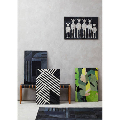 Orsina Leather Patchwork Zebra Wall Art – Monochrome Cowhide Decor