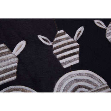 Orsina Leather Patchwork Zebra Wall Art – Monochrome Cowhide Decor