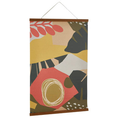 Orsina Astratto Kakemono Canvas Wall Art – Abstract Pine Wood Scroll