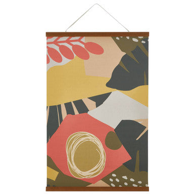 Orsina Astratto Kakemono Canvas Wall Art – Abstract Pine Wood Scroll