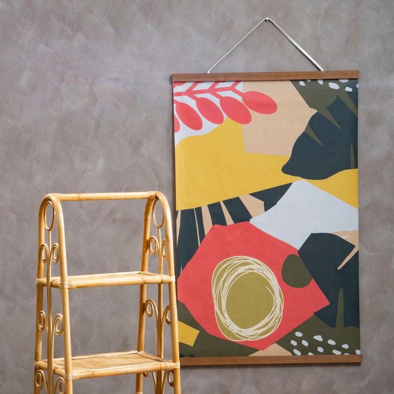 Orsina Astratto Kakemono Canvas Wall Art – Abstract Pine Wood Scroll
