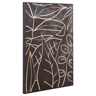 Orsina Astratto Black and Gold Botanical Canvas Wall Art – Framed