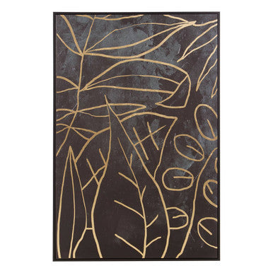Orsina Astratto Black and Gold Botanical Canvas Wall Art – Framed