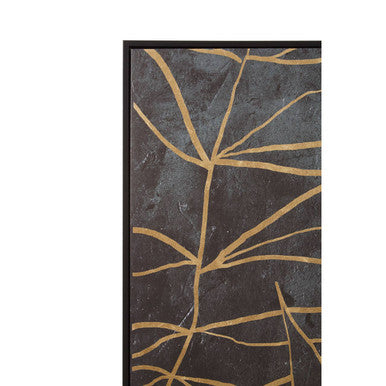 Orsina Astratto Black and Gold Botanical Canvas Wall Art – Framed