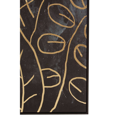Orsina Astratto Black and Gold Botanical Canvas Wall Art – Framed