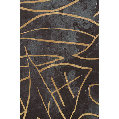 Orsina Astratto Black and Gold Botanical Canvas Wall Art – Framed