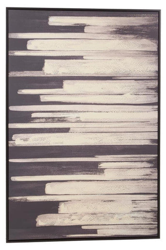 Orsina Astratto Abstract Canvas Wall Art – Black and Natural Textured