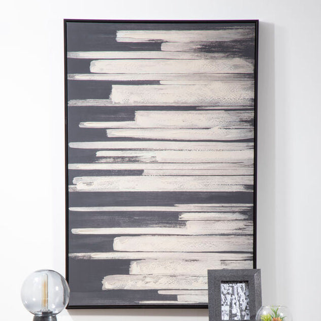 Orsina Astratto Abstract Canvas Wall Art – Black and Natural Textured