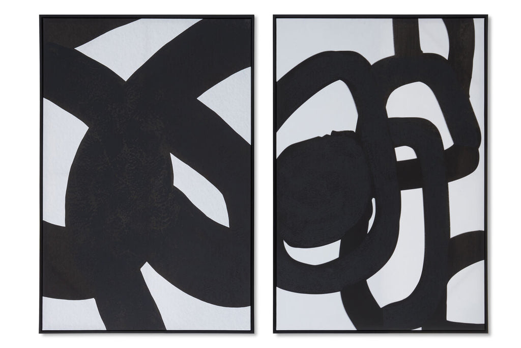 Orsina Abstract Wall Art – Black and White Minimalist Canvas Set of 2