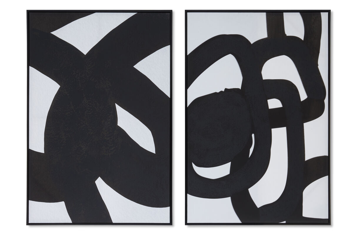 Orsina Abstract Wall Art – Black and White Minimalist Canvas Set of 2