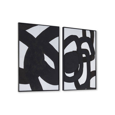 Orsina Abstract Wall Art – Black and White Minimalist Canvas Set of 2