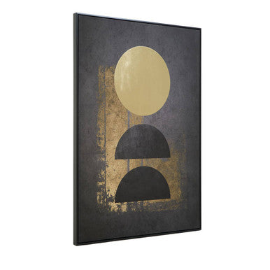 Orsina Abstract Gold Foil Canvas Wall Art – Black Celestial Decor