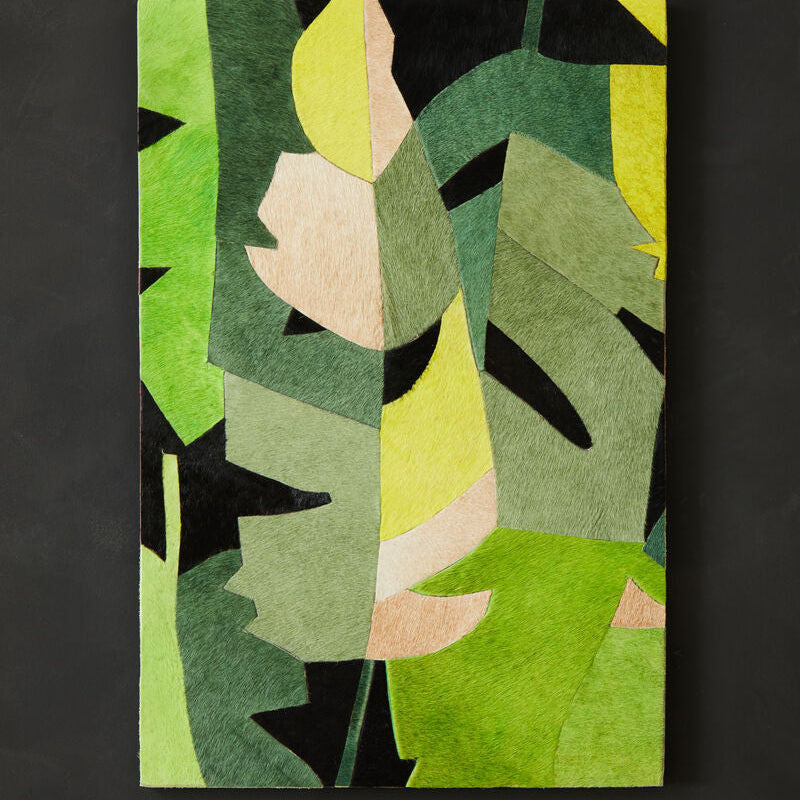 Orsina Safira Botanical Hair-on-Leather Patchwork Wall Art Decor