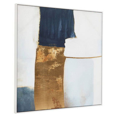 Orsina Astratto Blue and Gold Foil Wall Art – Textured Modern Canvas