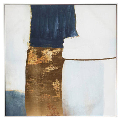 Orsina Astratto Blue and Gold Foil Wall Art – Textured Modern Canvas