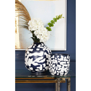 Orsina Astratto Blue and Gold Foil Wall Art – Textured Modern Canvas
