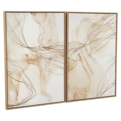 Orsina Astratto Abstract Wall Art – Set of 2 Natural Canvas Prints