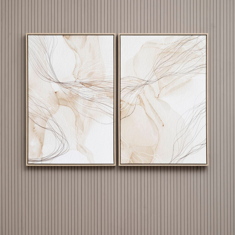 Orsina Astratto Abstract Wall Art – Set of 2 Natural Canvas Prints