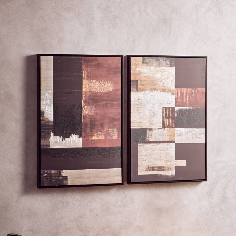 Orsina Astratto Geometric Abstract Canvas Wall Art - Set of 2